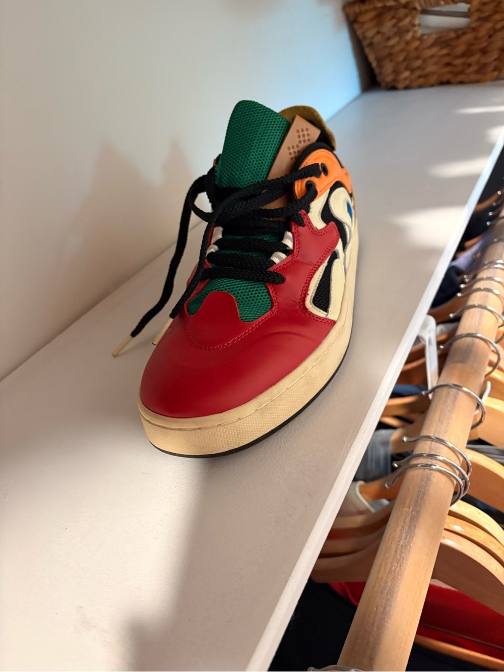 Men’s  Multi-Color Leather Fashion Sneaker - Red, Green, Orange